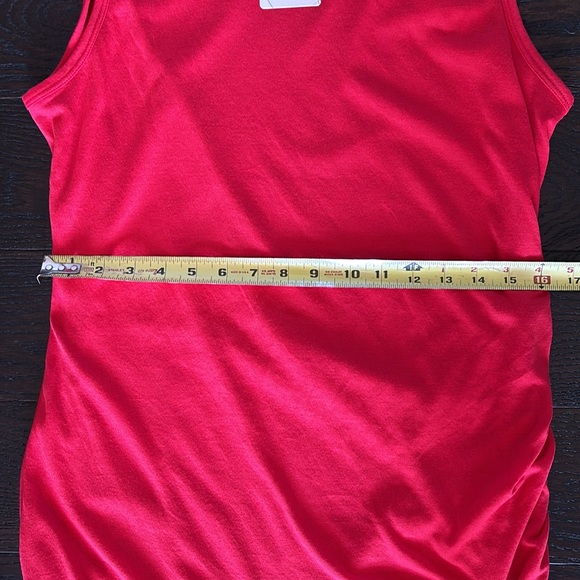 Red Tank Dress w Ruching Detail sz L Vacation Casual Comfortable style dress - Picture 7 of 10